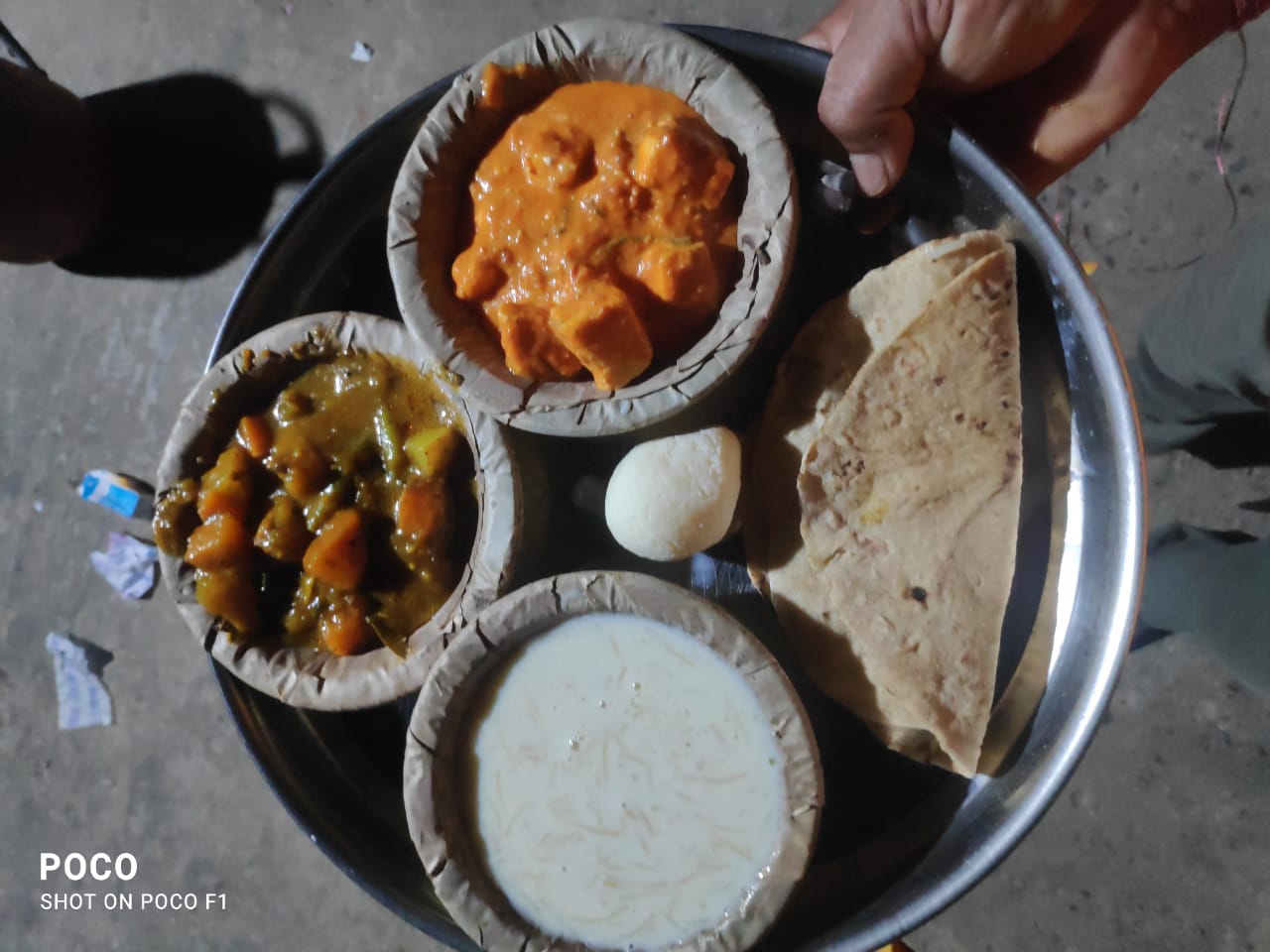 A thali of rice and assorted dishes served during the tour