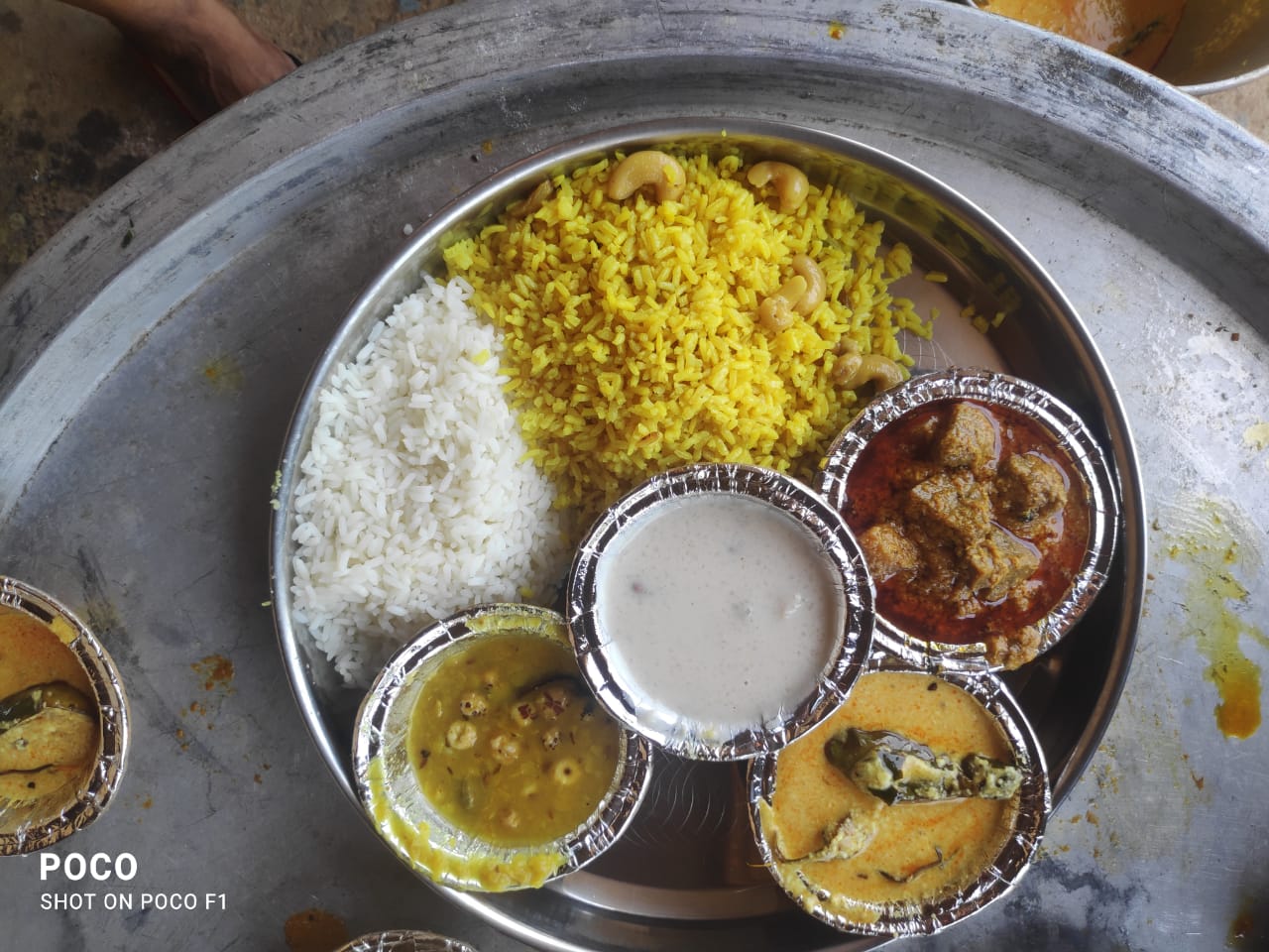 A thali of rice and assorted dishes served during the tour